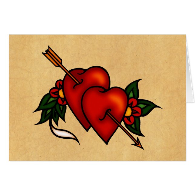 Corazones del tatuaje con la flecha (Anverso (Horizontal))
