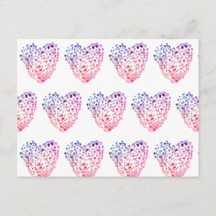 Corazones dibujando postal