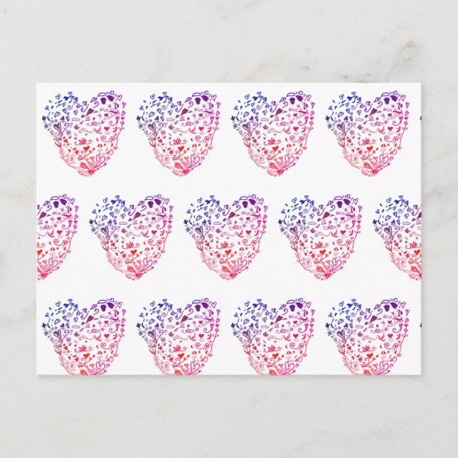 Corazones dibujando postal (Anverso)
