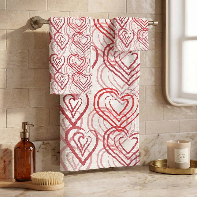 Corazones Doodle Dibujados a Mano Rojo Rosa Patrón (Subido por el creador)