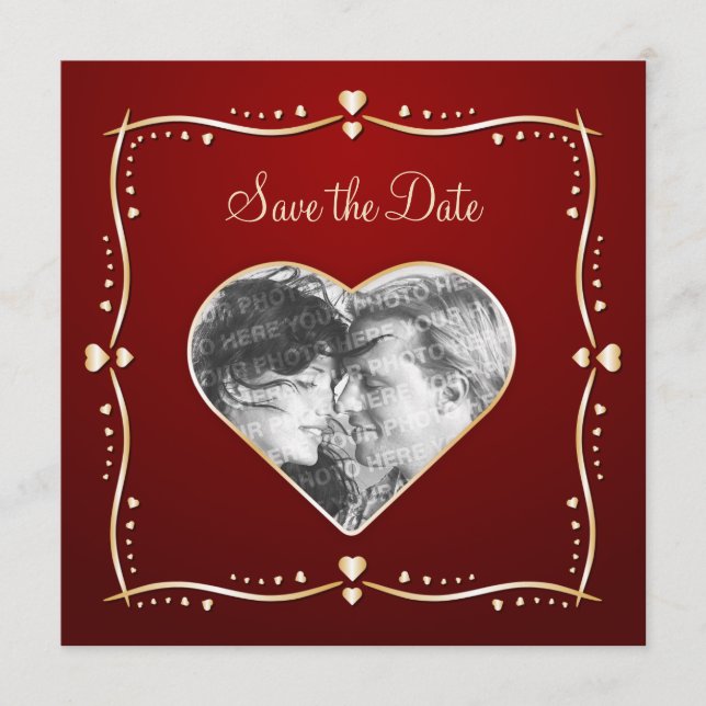 Corazones Dorados - Anuncio de guardar la fecha (Anverso)