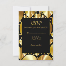 corazones dorados tarjeta de respuesta rsvp fiesta