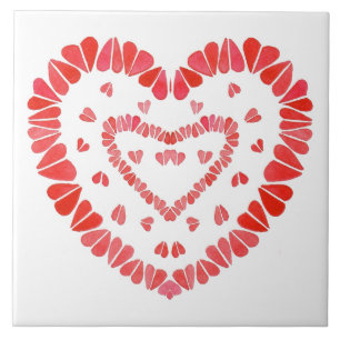 Corazones dulces azulejo cerámico de 6"x6"
