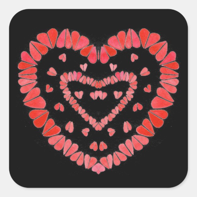 CORAZONES DULCES II Grandes Pegatinas Cuadrados (Anverso)