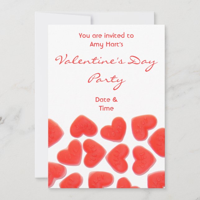 Corazones dulces invitación al 'fiesta de San Vale (Anverso)