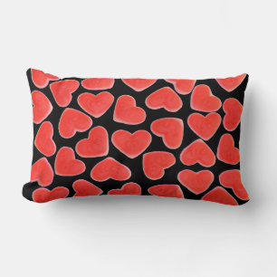 Corazones dulces Negro de un lado lanzar almohada 