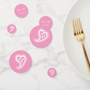 Corazones dulces paisley en confetti de mesa petal