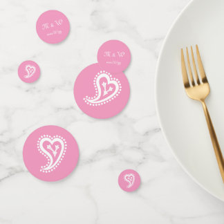 Corazones dulces paisley en confetti de mesa petal