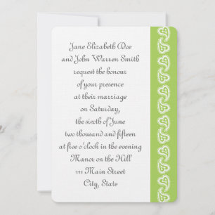 Corazones dulces paisley en la invitación a la bod