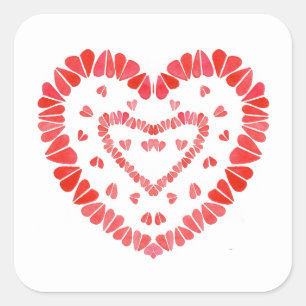 CORAZONES DULCES Pegatinas Cuadrados Grandes