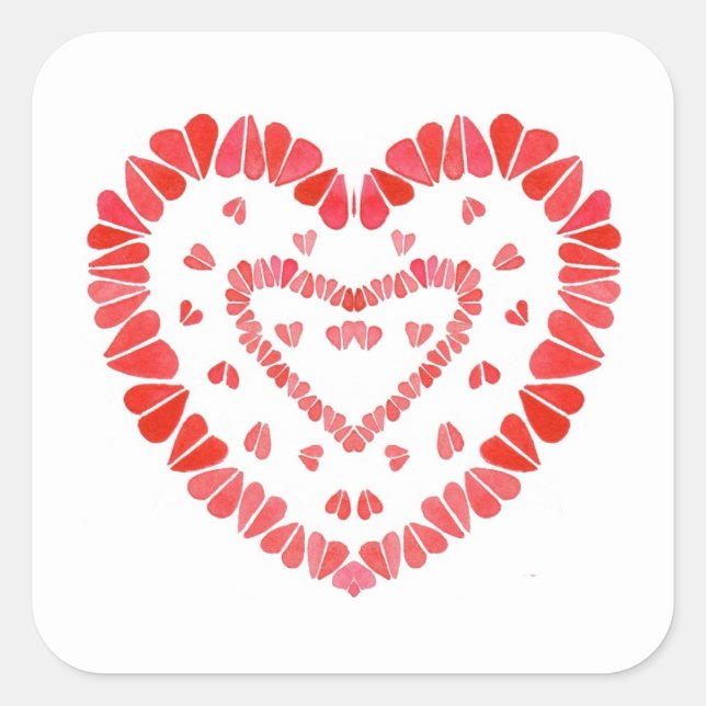 CORAZONES DULCES Pegatinas Cuadrados Grandes (Anverso)