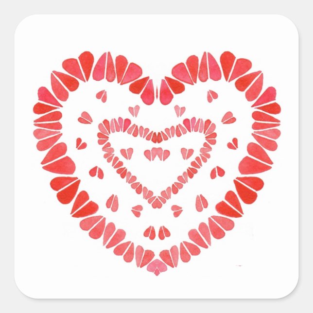 CORAZONES DULCES Pequeños Pegatinas Cuadrados (Anverso)
