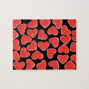 Corazones dulces Rompecabezas negro