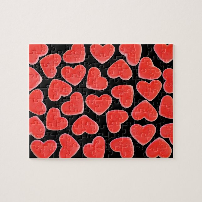 Corazones dulces Rompecabezas negro (Horizontal)