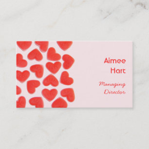 Corazones dulces Tarjeta de negocios rosa izquierd