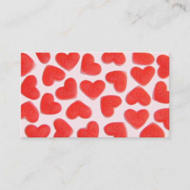 Corazones dulces Tarjeta de negocios rosa roja (Anverso)