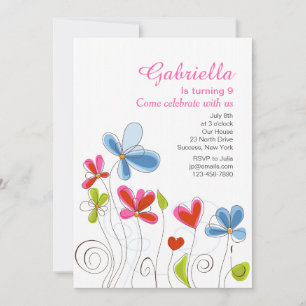 Corazones e invitación de las flores