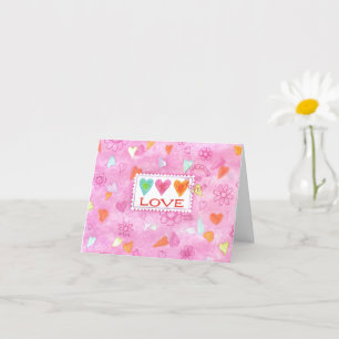 Corazones el día de San Valentín envían tarjeta de