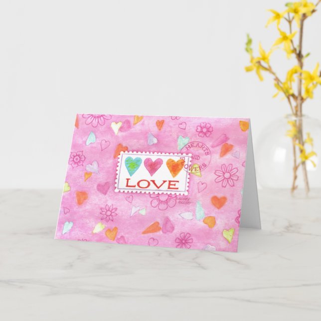 Corazones el día de San Valentín envían tarjeta de (flor amarilla)