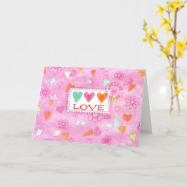 Corazones el día de San Valentín envían tarjeta de