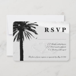 Corazones en arena RSVP tarjetas bodas | Tema de l