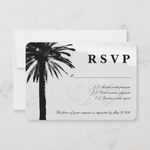 Corazones en arena RSVP tarjetas bodas Tema de l