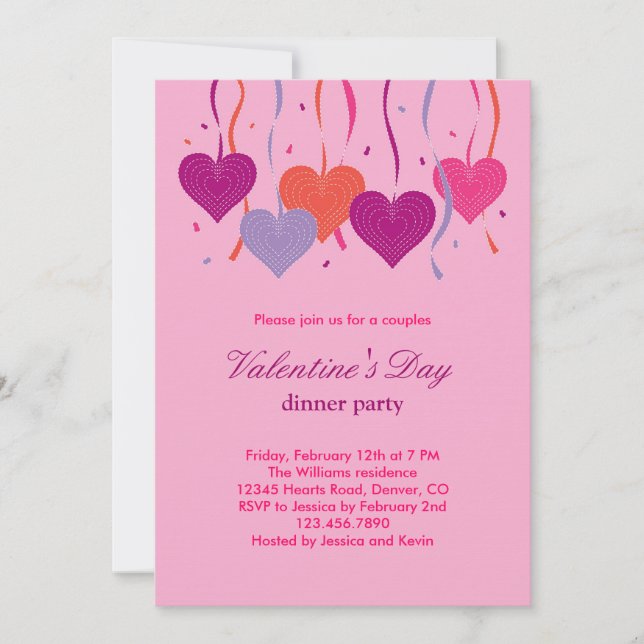 Corazones en la invitación a El día de San Valentí (Anverso)