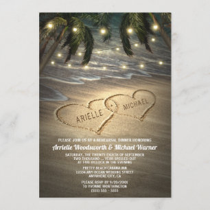 Corazones en las invitaciones a la cena de ensayos
