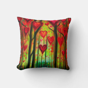 Corazones en un Cojín decorativo forestal