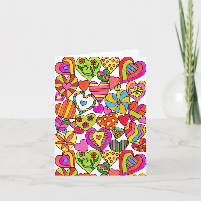 Corazones felices Notecard en blanco (Anverso)