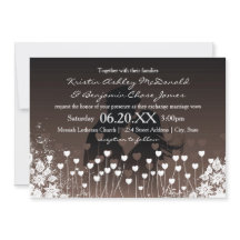 Corazones Flor Silueta - Invitación de Boda