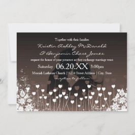 Corazones Flor Silueta - Invitación de Boda