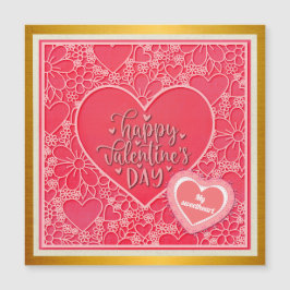 Corazones florales elegantes rojos y rosados para 