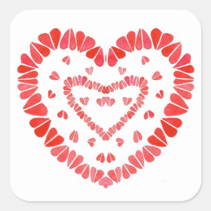 CORAZONES GRANDES PEGATINAS CUADRADAS