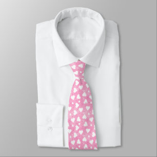 Corazones manchados corbata rosa y blanca