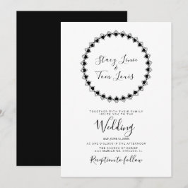 Corazones Marco Circular Negro Invitaciones de Bod