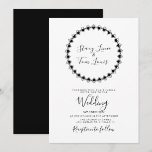 Corazones Marco Circular Negro Invitaciones de Bod