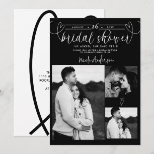 Corazones Modernos Bridal Shower Minimalista en Bl