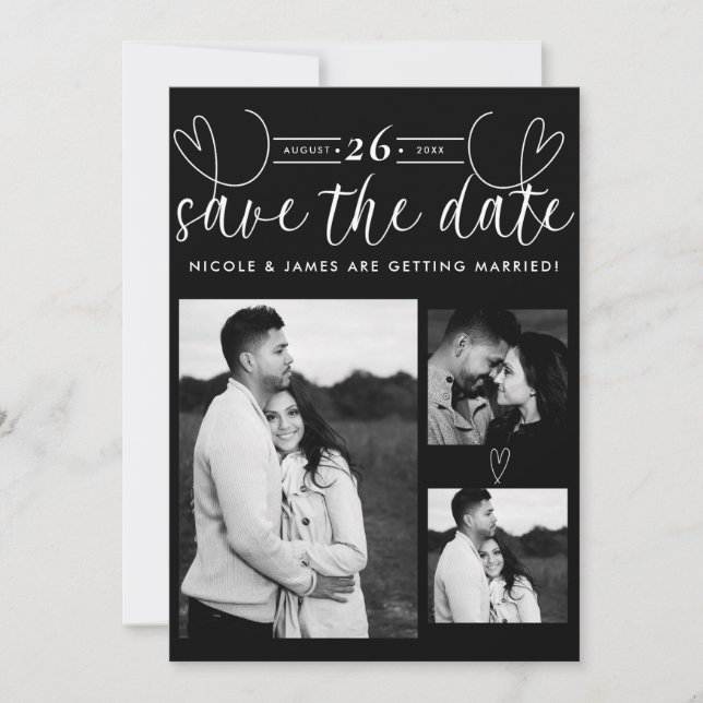 Corazones Modernos Save the Date de Moda en Blanco (Anverso)