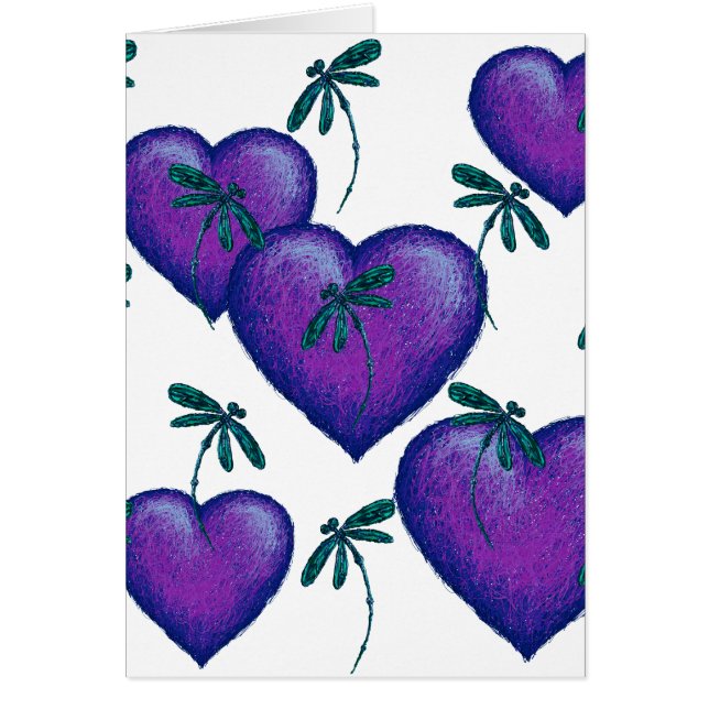 Corazones morados y libélulas (Frente)