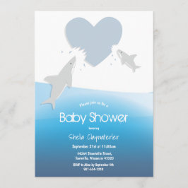 Corazones muerden y tiburones | Invitación de Baby
