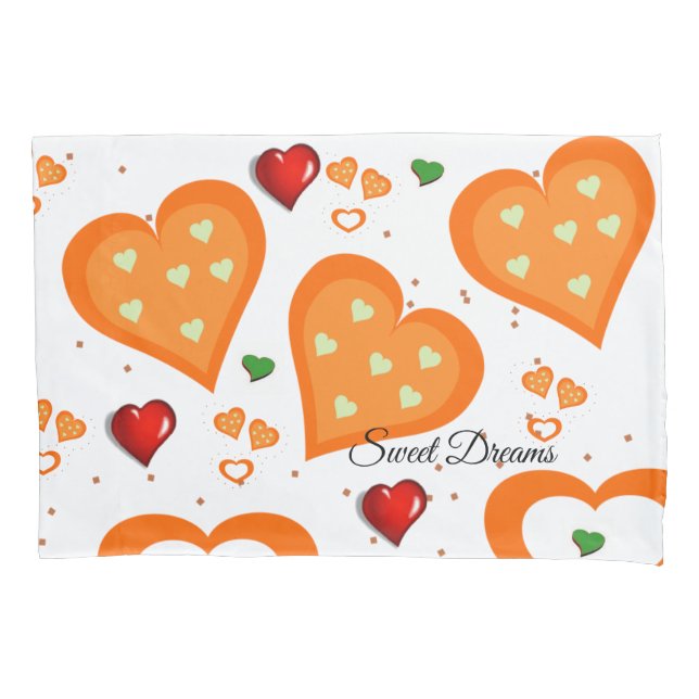 Corazones Naranjas Fundas de almohadas (Anverso)
