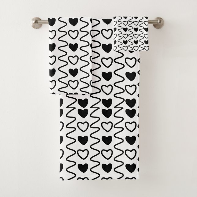 Corazones Negros Blancos Patrón de San Valentín (In situ)