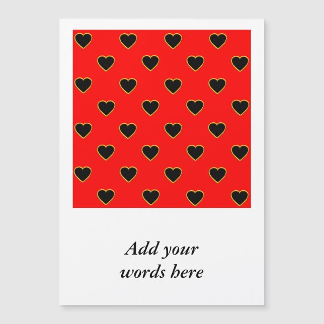 Corazones negros en un fondo rojo amor y romance (Anverso)