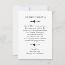 Corazones Negros Y Blancos Agradecimiento de Boda