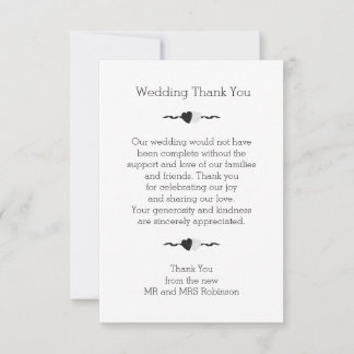 Corazones Negros Y Blancos Agradecimiento de Boda