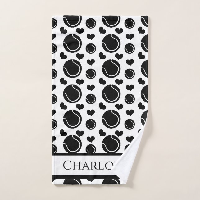 Corazones negros y blancos y bolas Deportes Divers (Toalla de mano)