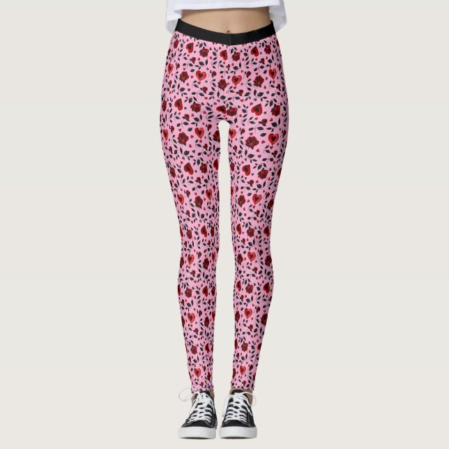 Corazones oscuros y Rosas Leggings de Gótico (Anverso)