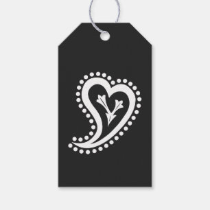 Corazones Paisley Dulces en Etiqueta de Regalo Neg