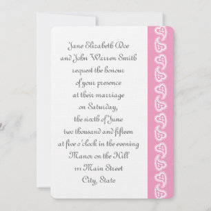 Corazones paisley dulces en invitación rosada Peta